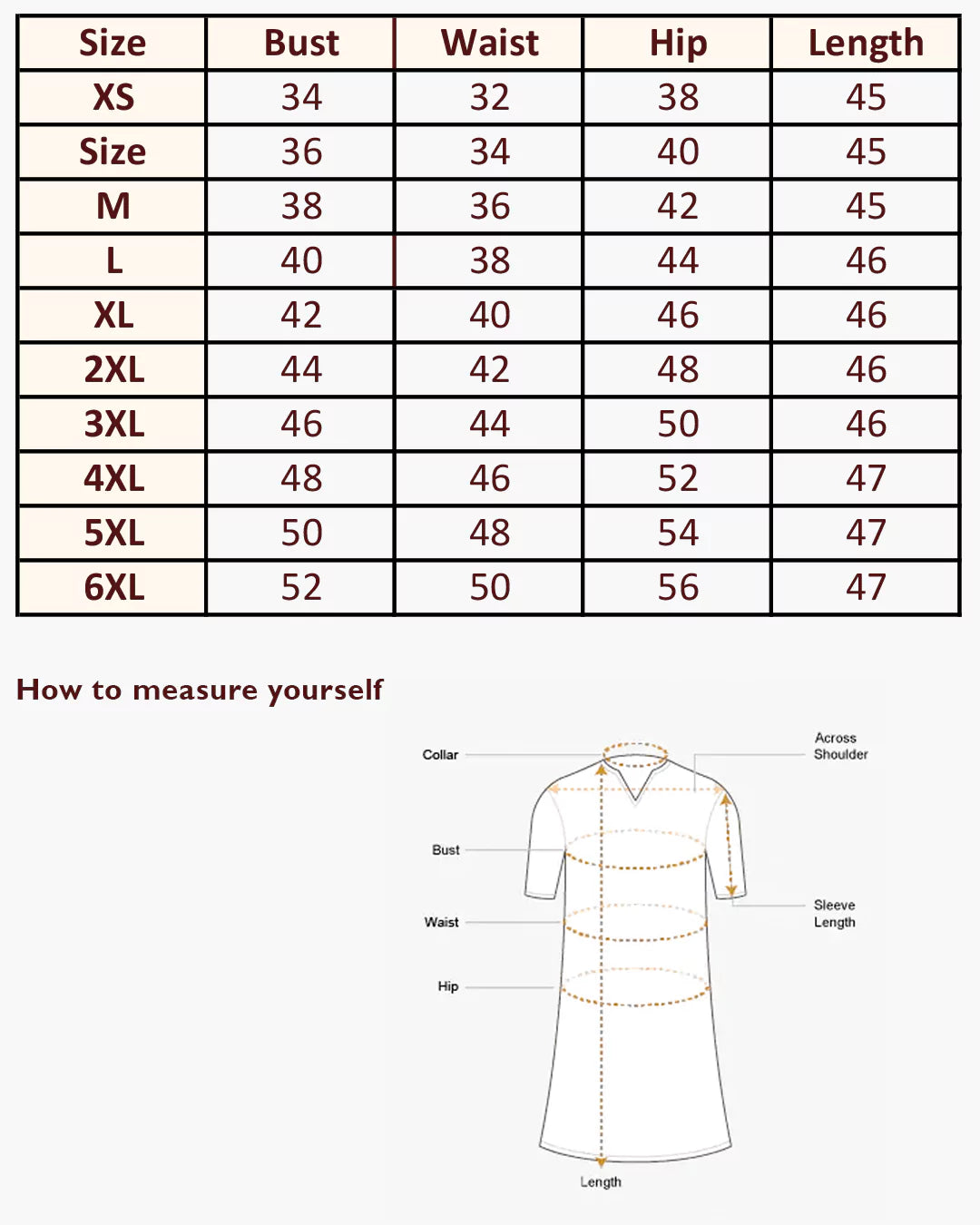Size chart