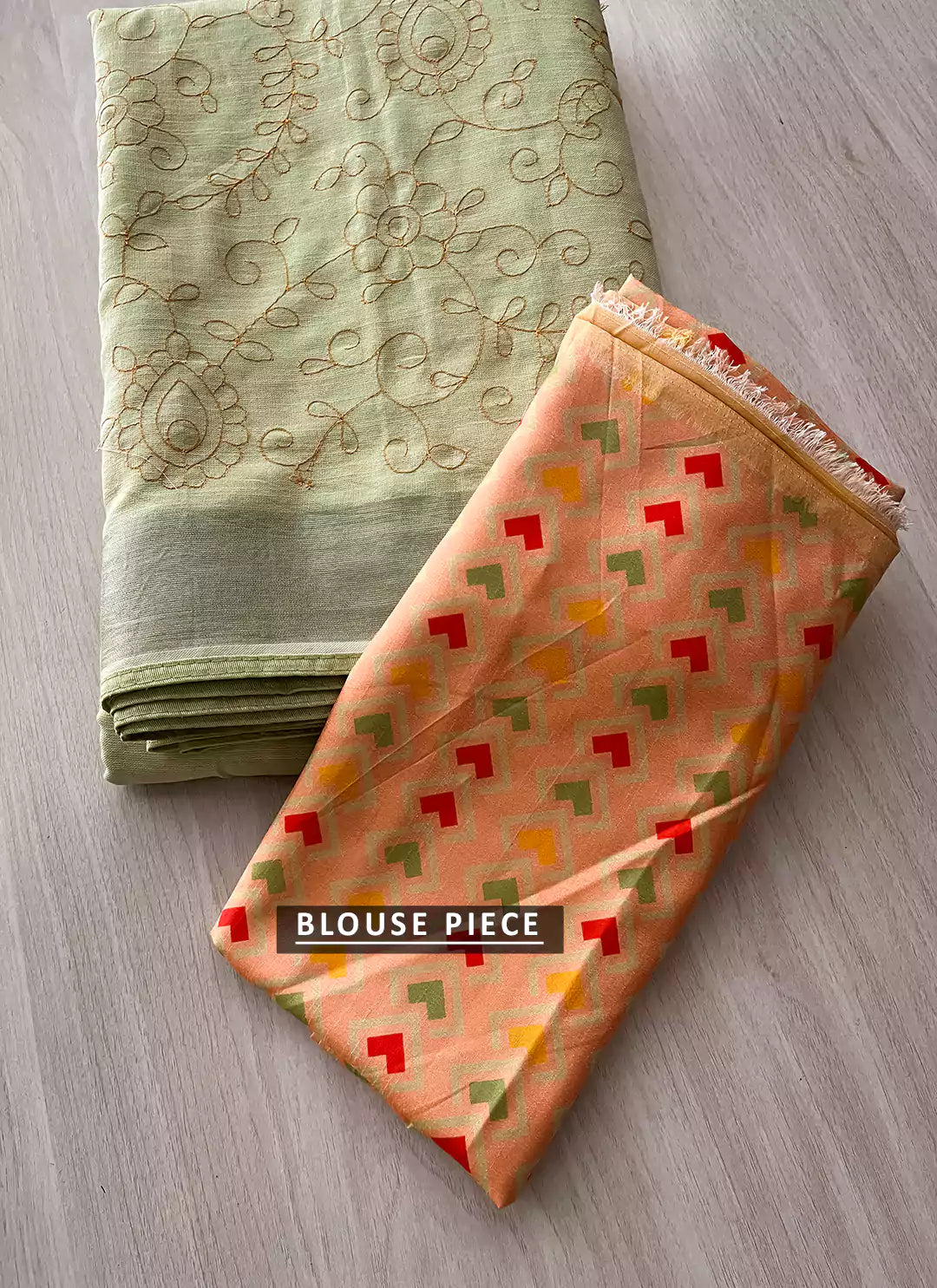 Fine Resham Embroidered Tea Green Soft Linen Saree - TREEVESTO