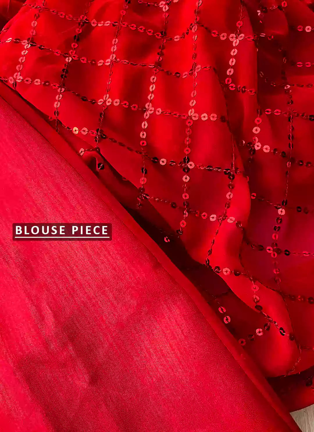 Pure Georgette Red Sequin Saree treevesto