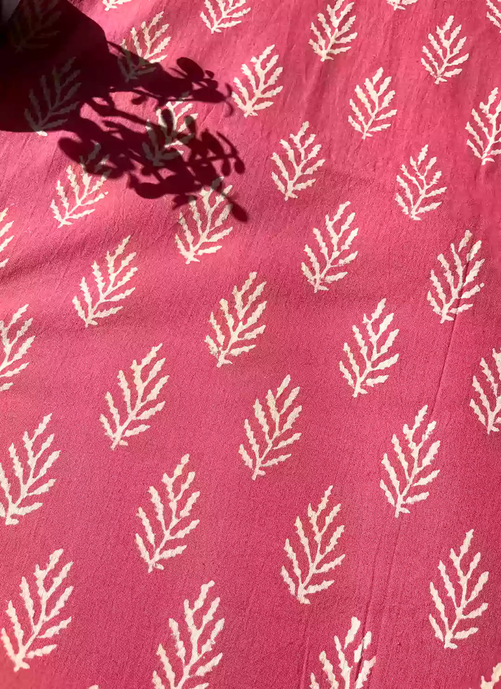 Handblock Dabu Print Pink Unstitched Dress Material  TREEVESTO
