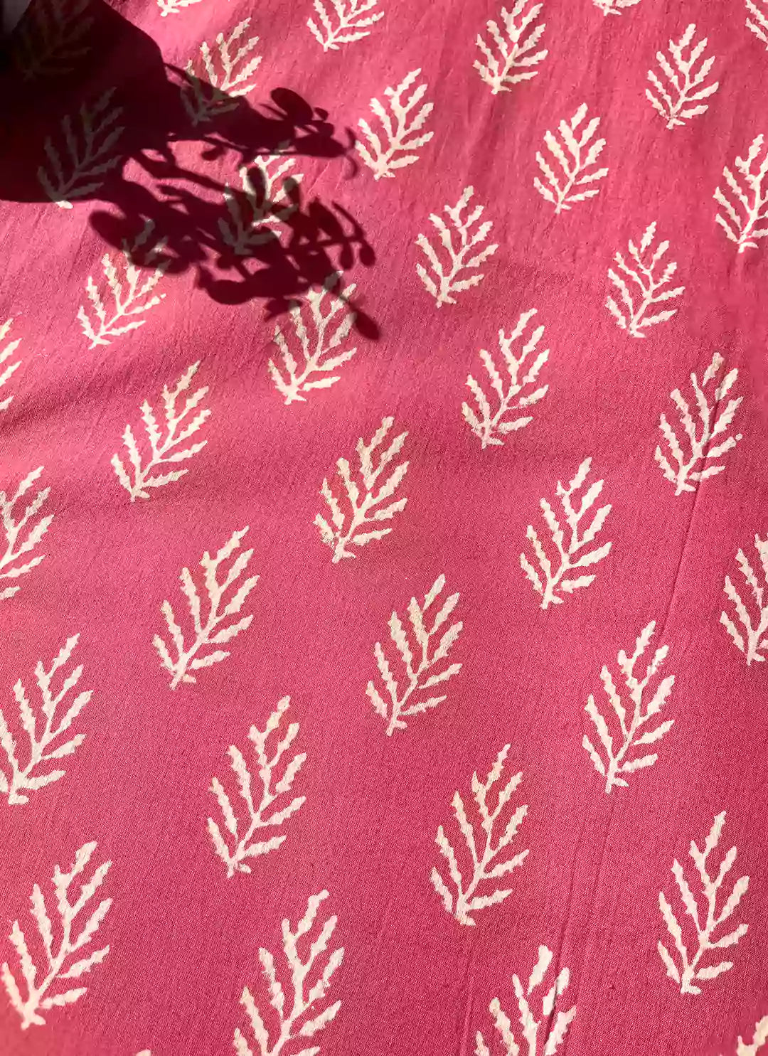 Handblock Dabu Print Pink Unstitched Dress Material  TREEVESTO