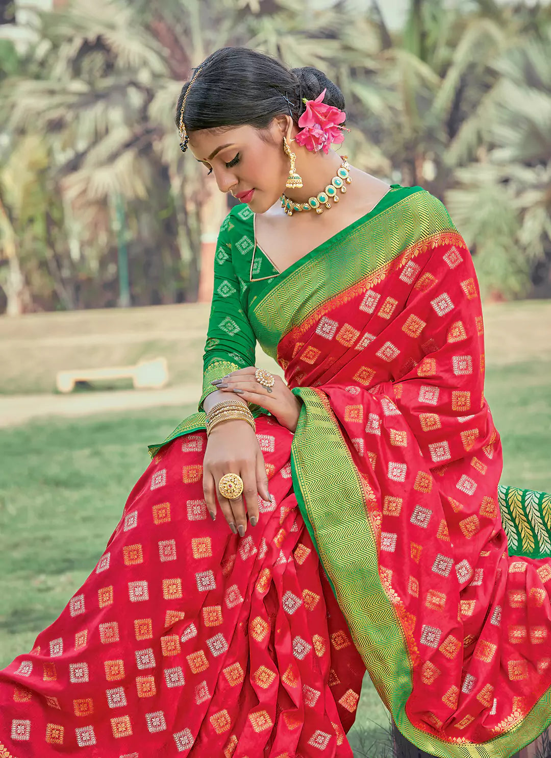 Amaranth Red Soft Dola Silk Sona Rupa Zari Woven Saree - TREEVESTO