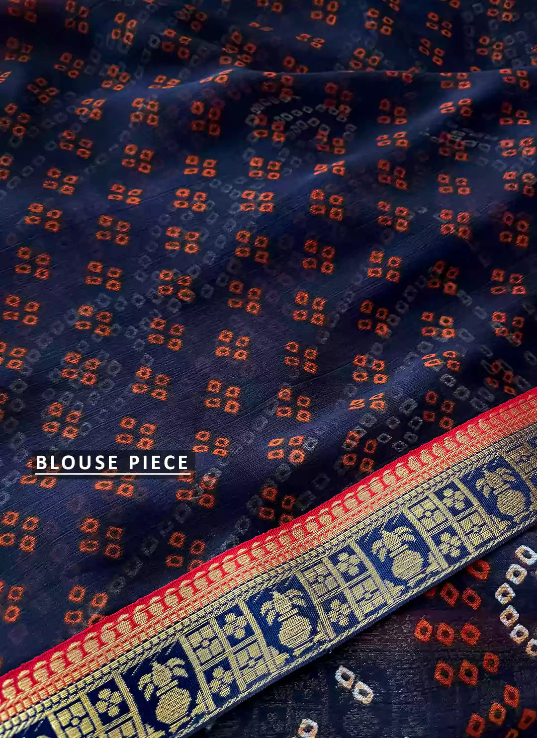 Bandhej With Floral Print Blue & Red Pure Georgette Saree - TREEVESTO