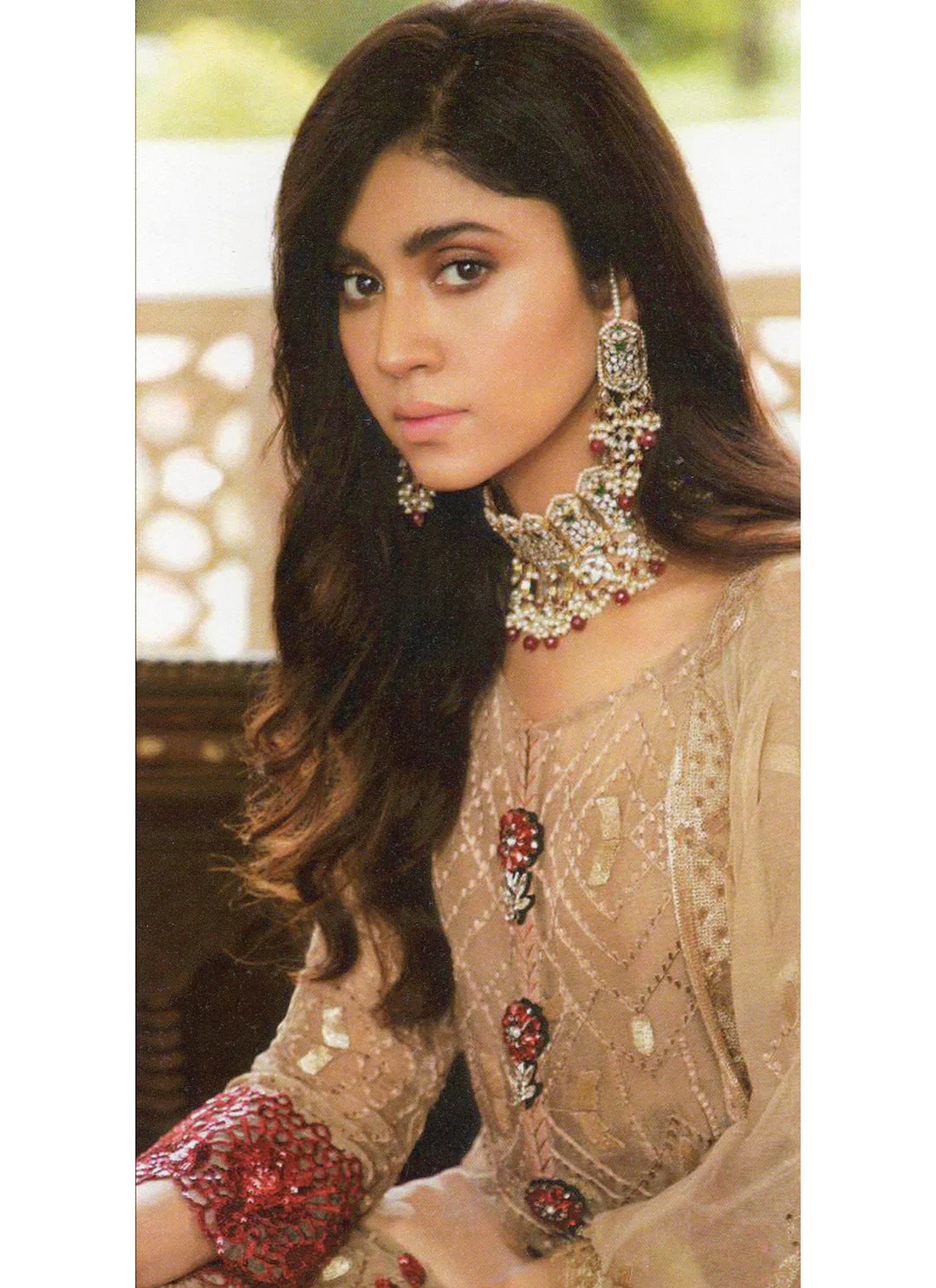 Beige Designer Semi Stitched Pakistani Suit treevesto