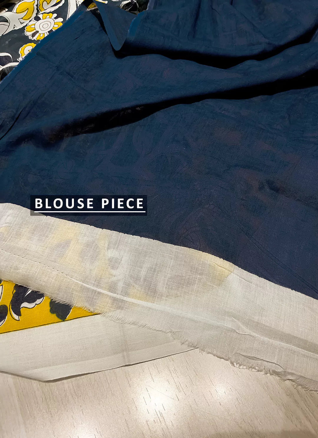 Hand Block Print Kalamkari White Pure Mul Cotton Saree treevesto
