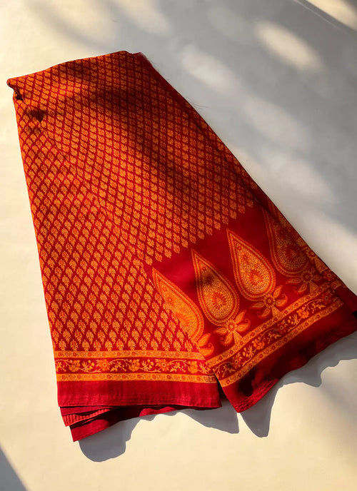 Buti Print Maroon Soft Georgette Saree - TREEVESTO