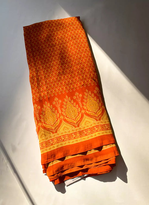 Buti Print Orange Soft Georgette Saree - TREEVESTO