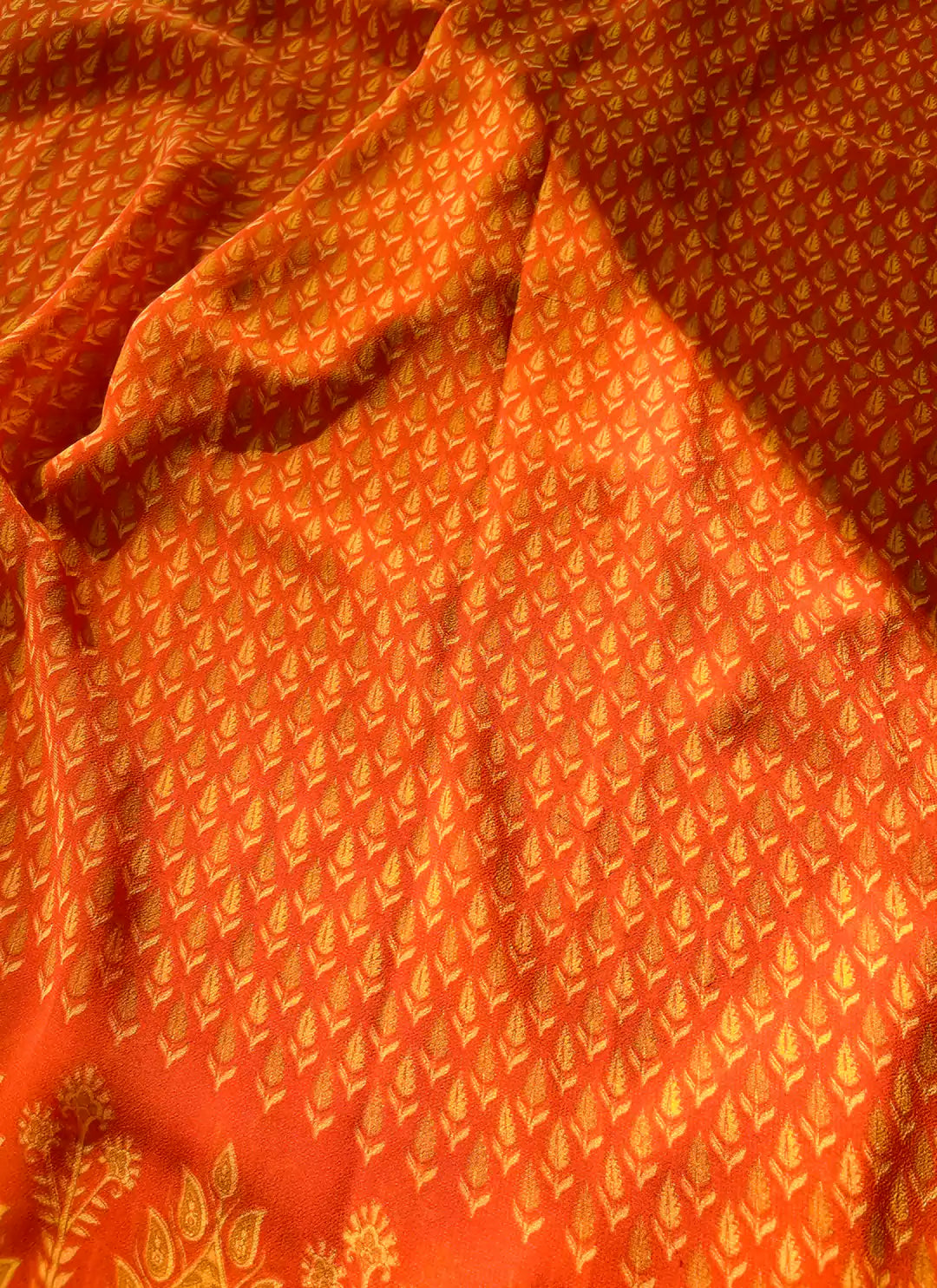 Buti Print Orange Soft Georgette Saree - TREEVESTO