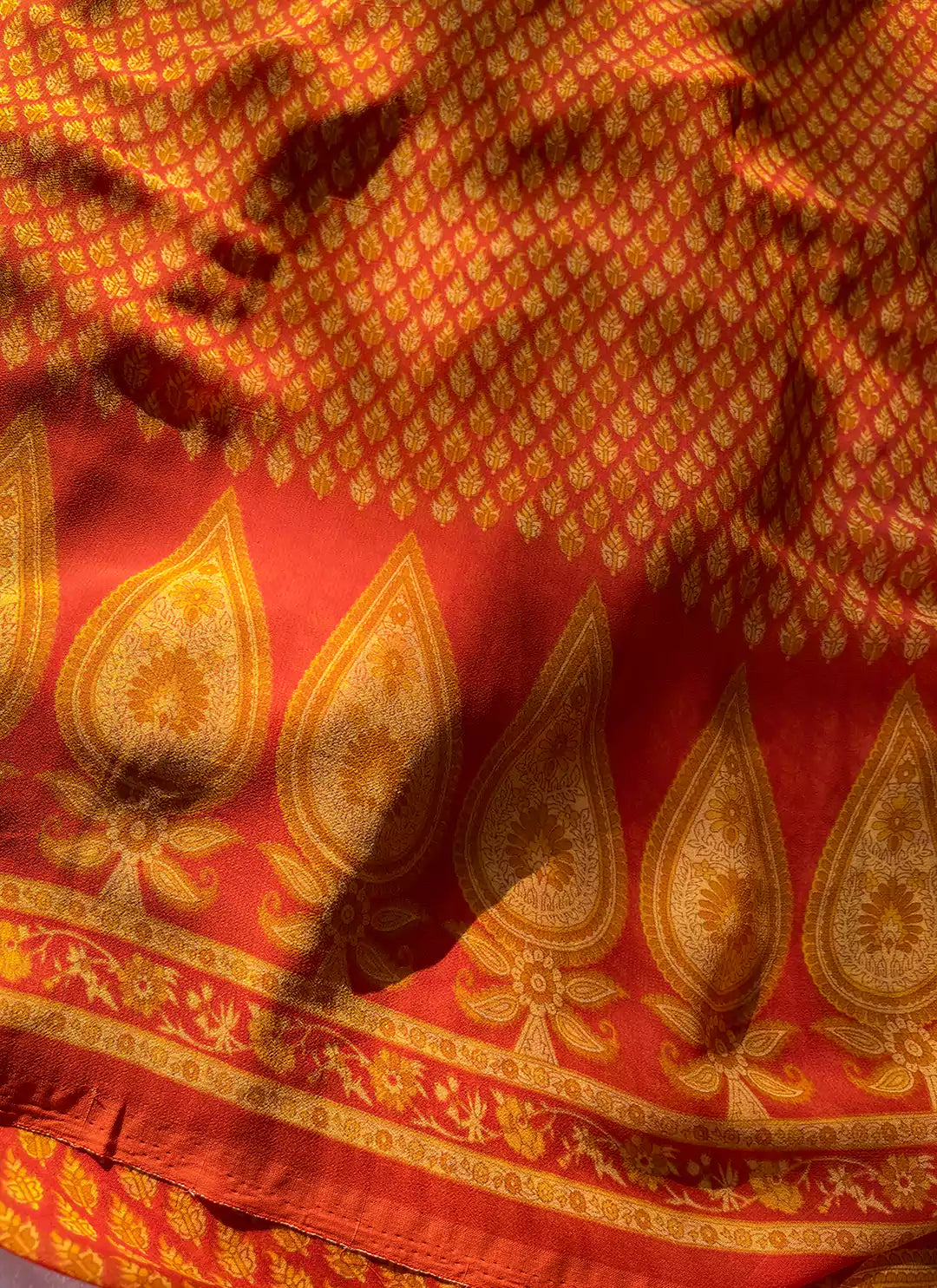 Buti Print Orange Soft Georgette Saree - TREEVESTO