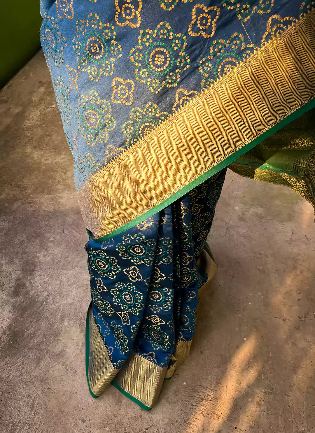 Cerulean Blue Patola Silk Saree - TREEVESTO
