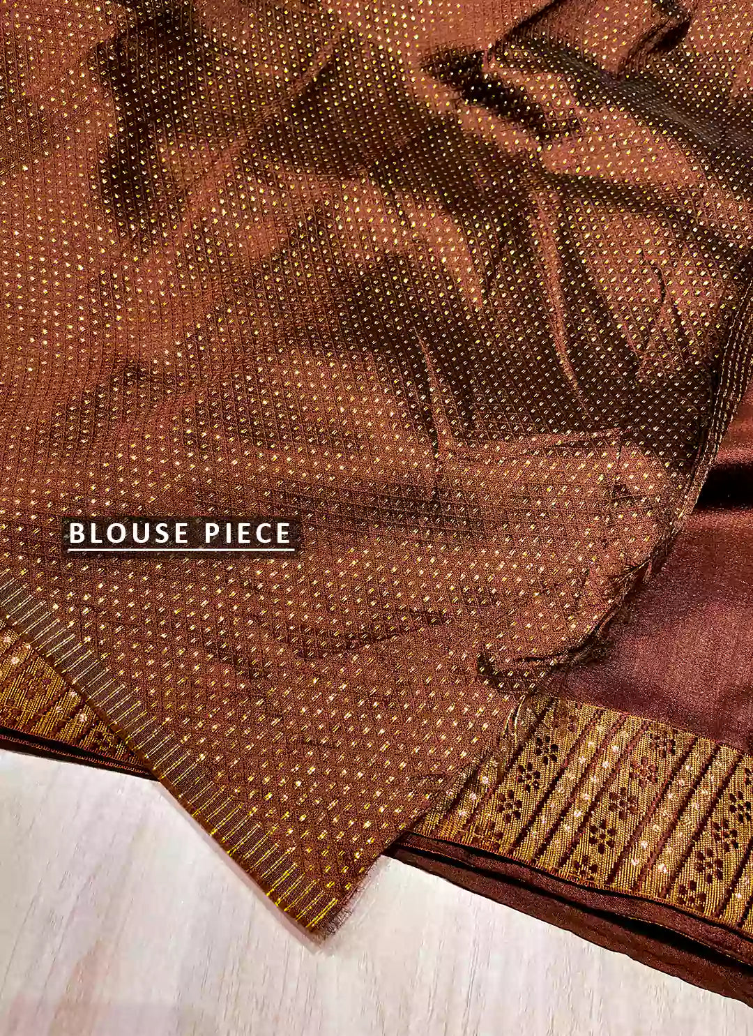 Chocolate Brown Dola Silk Plain Saree With Border - TREEVESTO