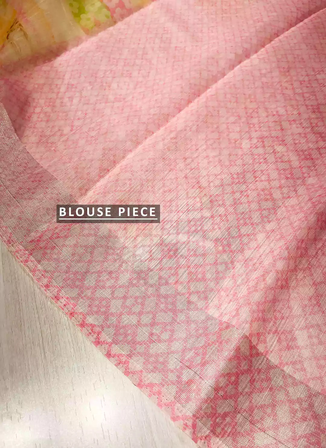 Abstract Print Coral Base Linen Cotton Saree TREEVESTO