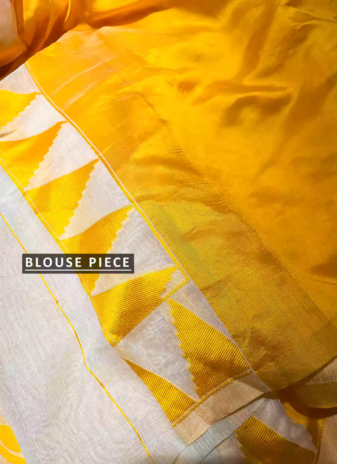 Cream White Cotton Jamdani Saree With Yellow Resham Thread Work - TREEVESTO