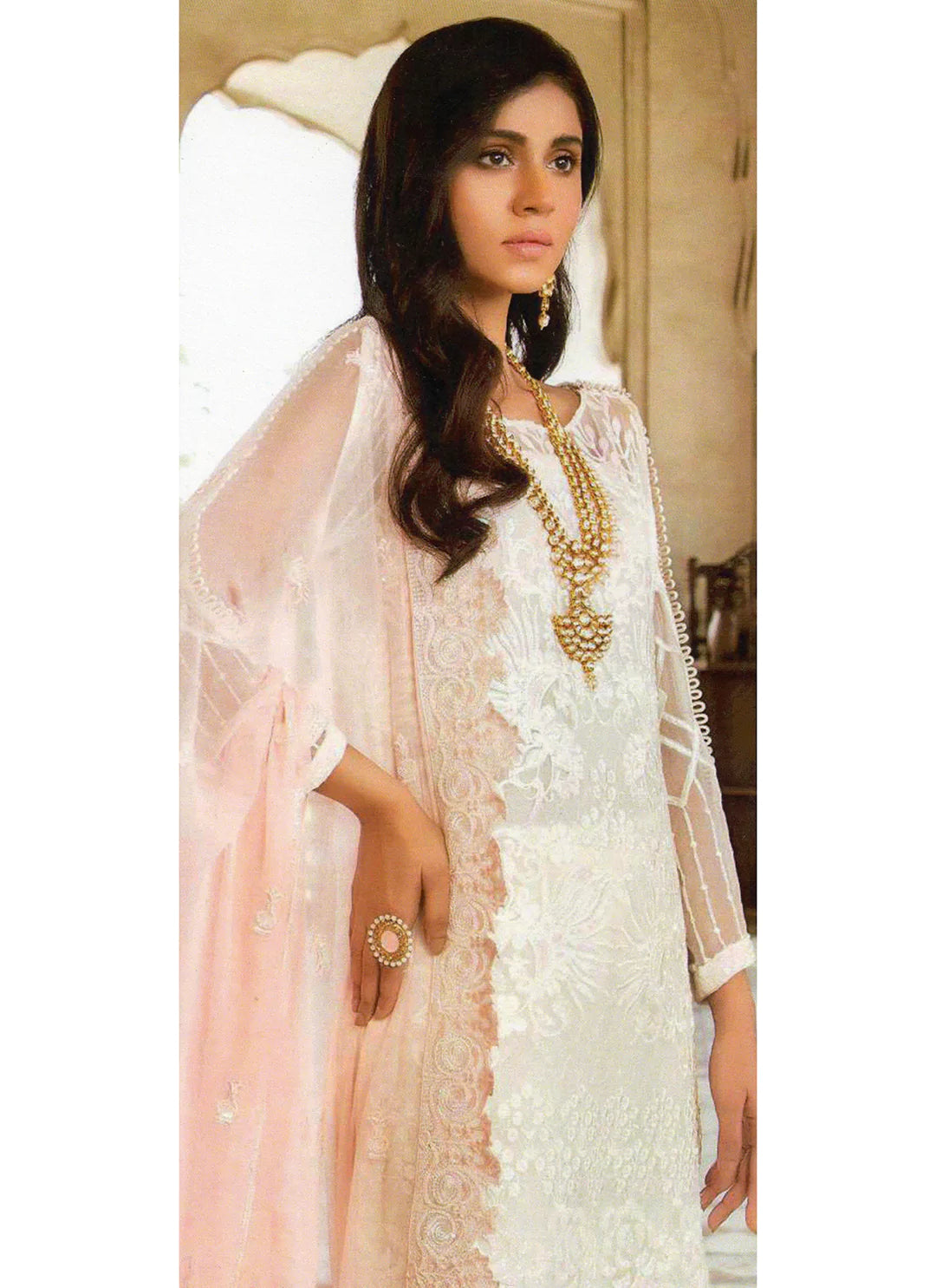 Cream Color Designer Semi Stitched Suit treevesto