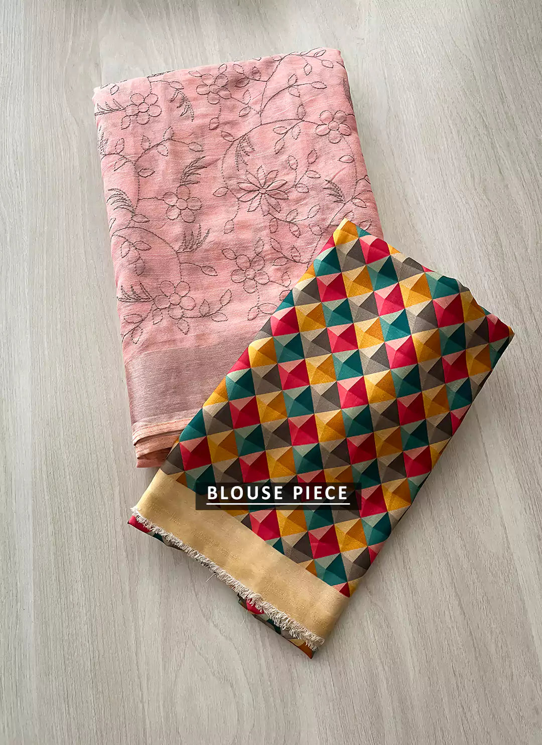 Fine Resham Embroidered Baby Pink Soft Linen Saree - TREEVESTO