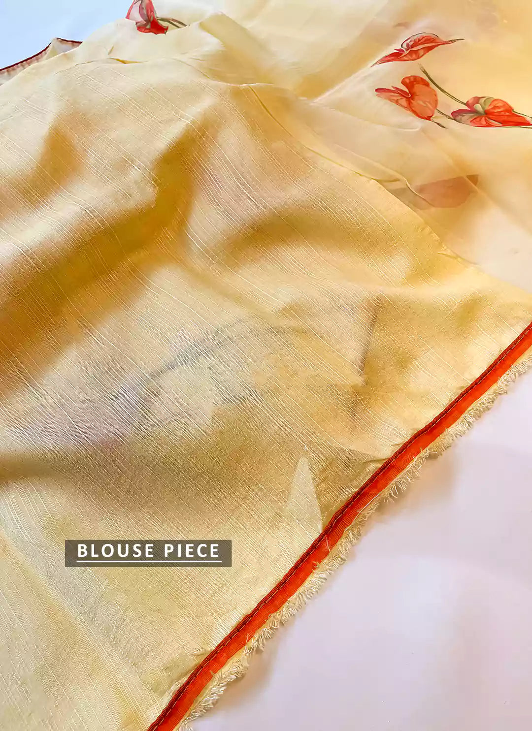 Floral Print Yellow Organza Saree - TREEVESTO
