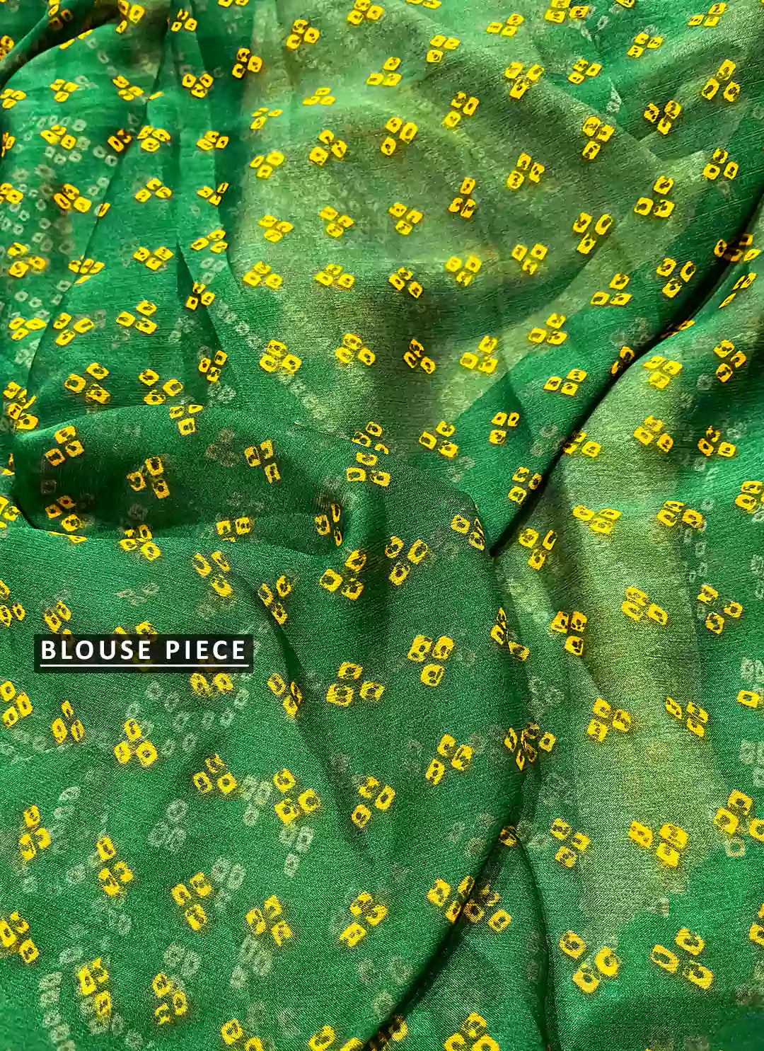 Green Ombre Chiffon Bandhej Saree - TREEVESTO