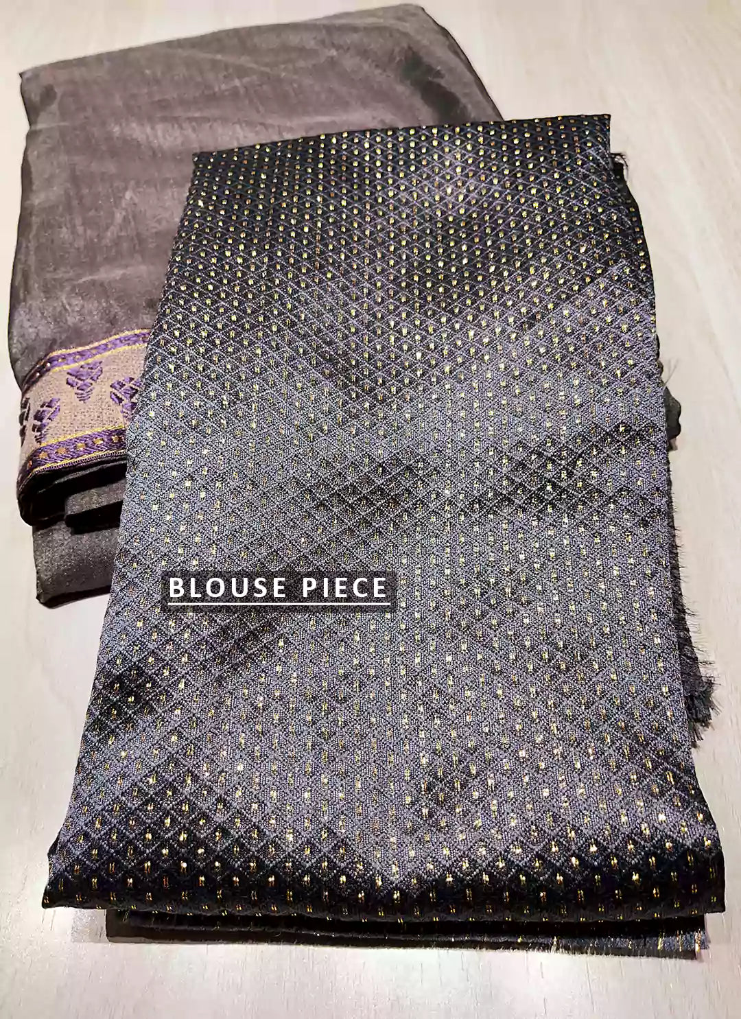 Grey Dola Silk Plain Saree With Border - TREEVESTO