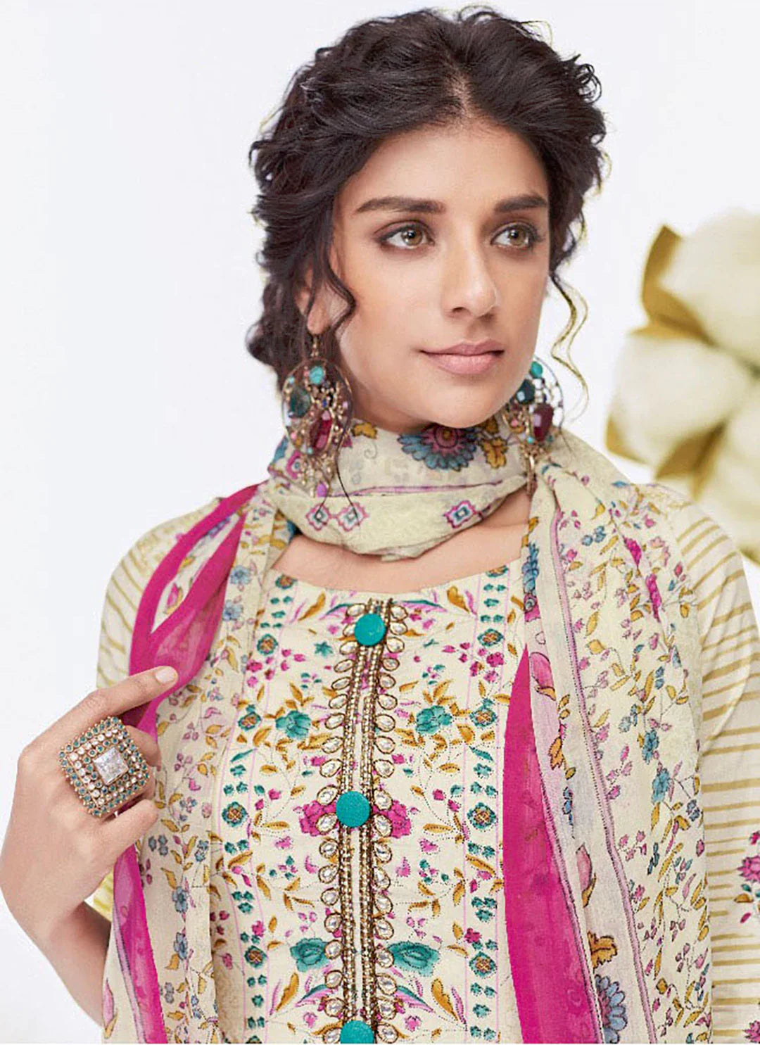 Cut Dana Work Sage Green Pure Cotton Unstitched Suit Material treevesto