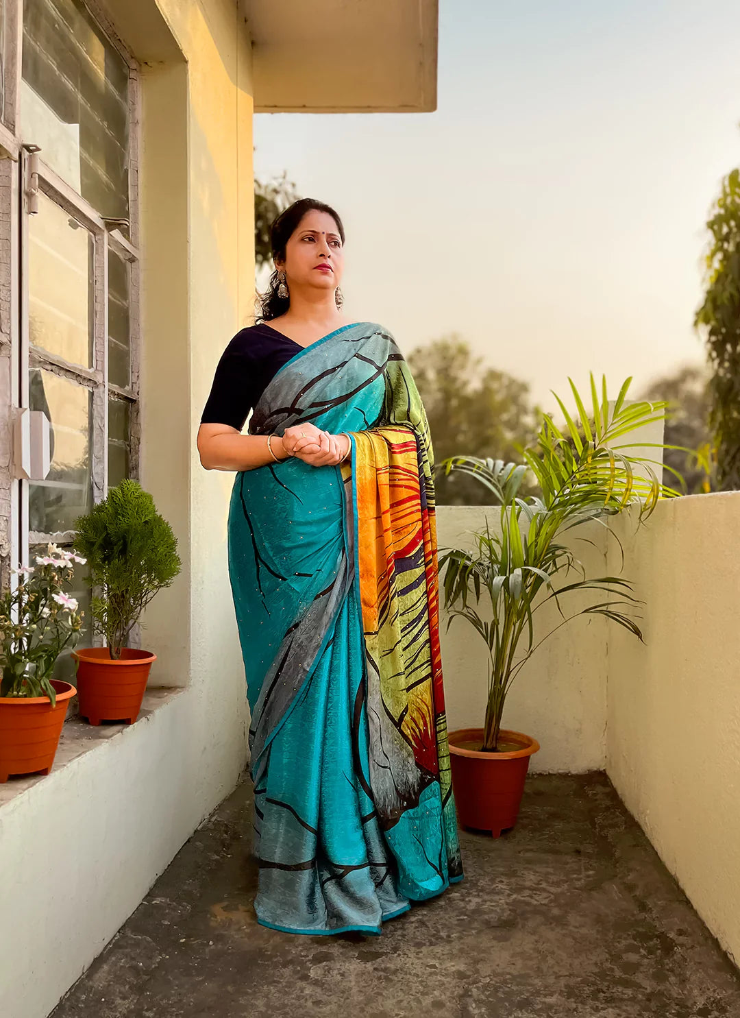 Mesmerizing Tanchoi Worked Blue Crepe Satin Silk Saree - TREEVESTO