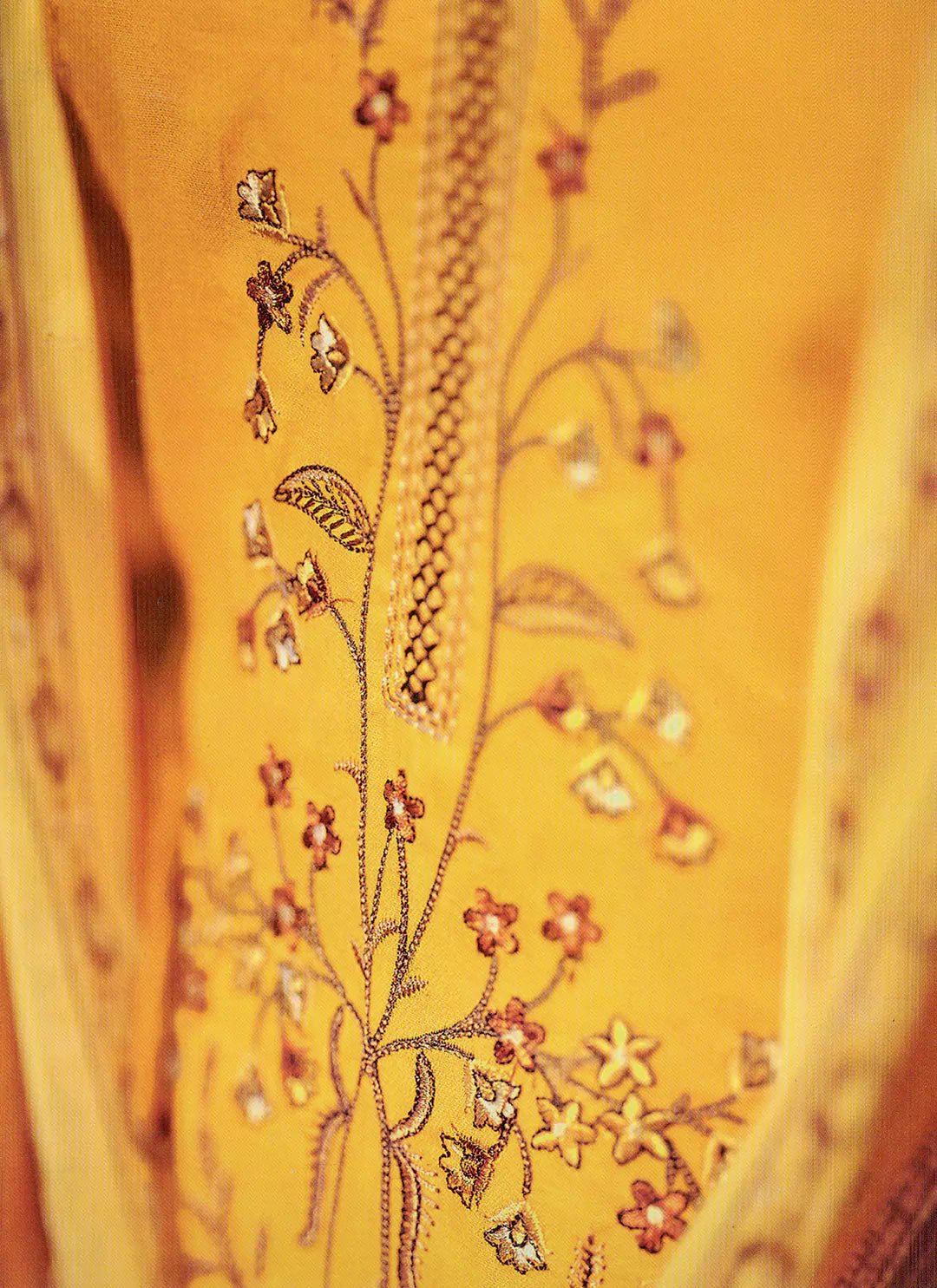 Embroidered Mustard Yellow Jam Cotton Unstitched Suit Material treevesto