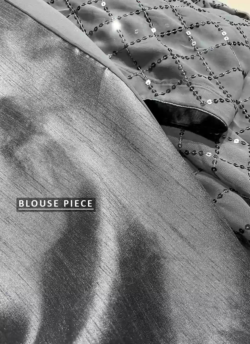 Pure Georgette Grey Sequin Saree treevesto