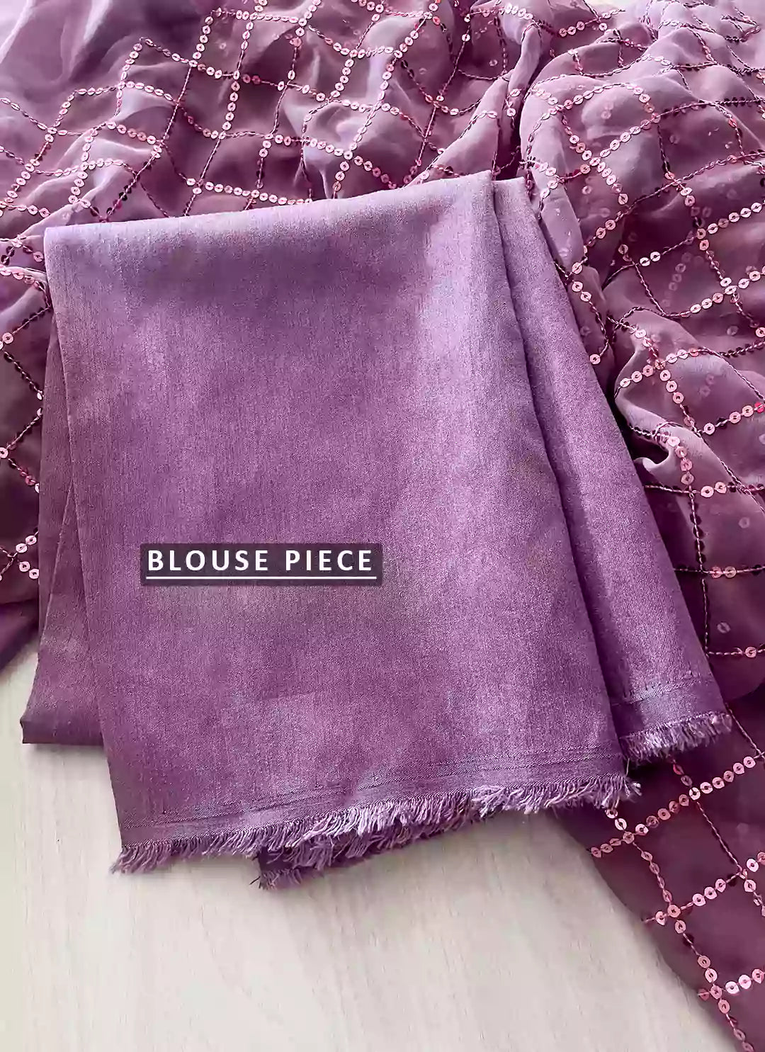 Pure Georgette Lavender Sequin Saree treevesto
