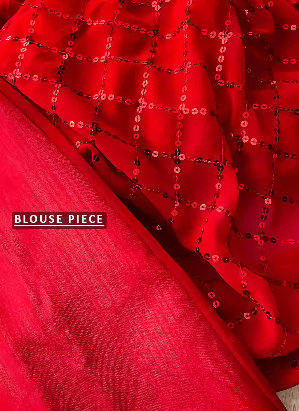 Pure Georgette Red Sequin Saree treevesto