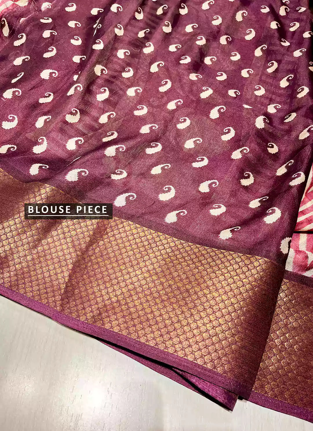 Purple Soft Jute Silk Saree With Zari Border treevesto
