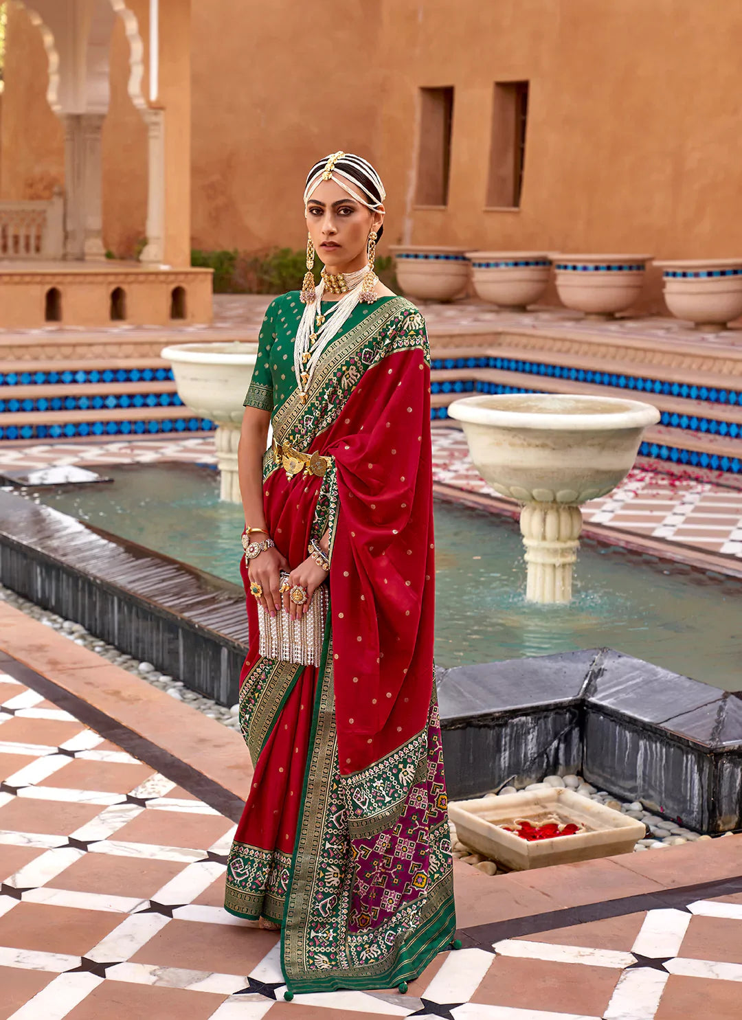 Red Patola Silk Saree treevesto