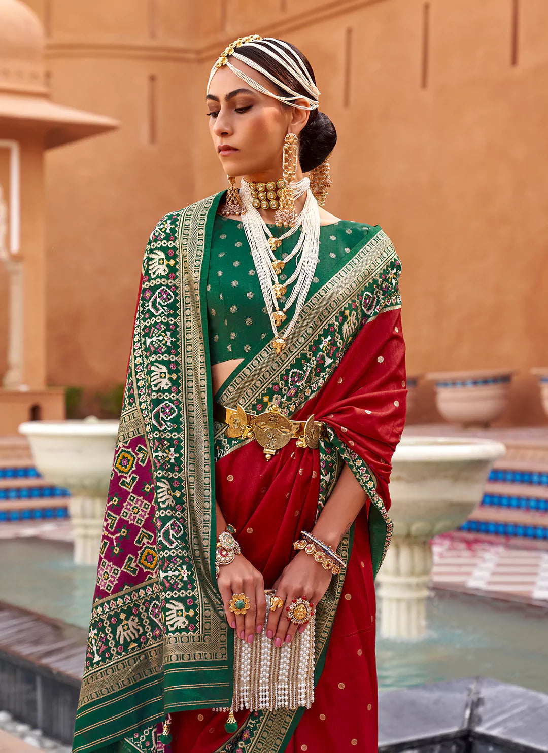 Red Patola Silk Saree treevesto