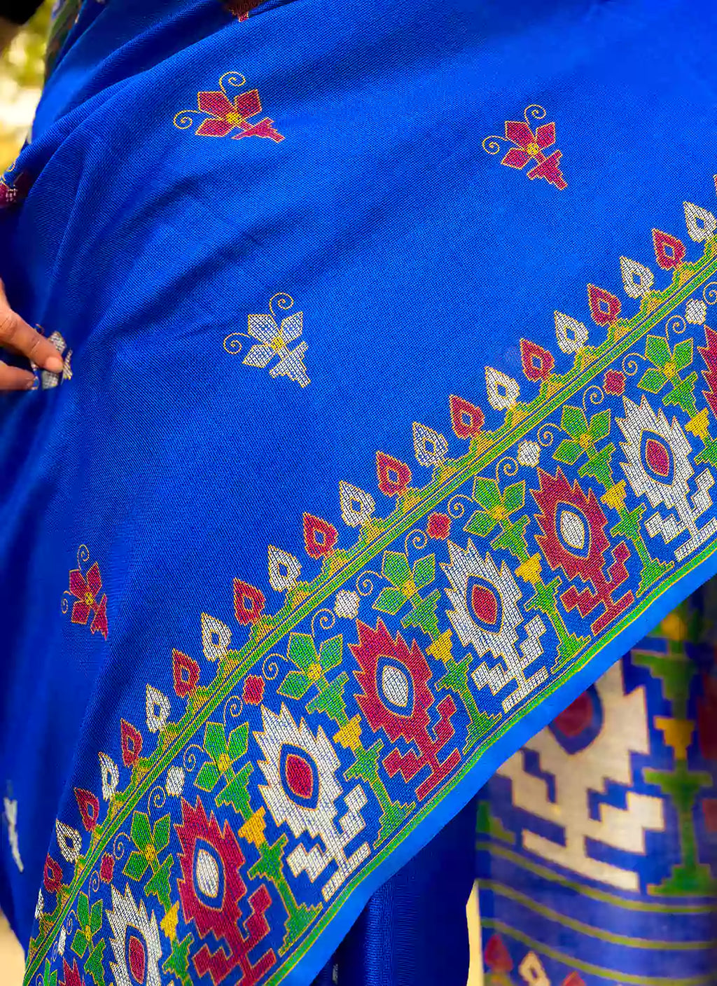 Royal Blue Jute Silk Saree - TREEVESTO