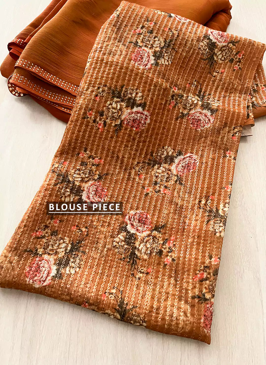 Rust Orange Dual Shade Soft Chiffon Silk Saree treevesto