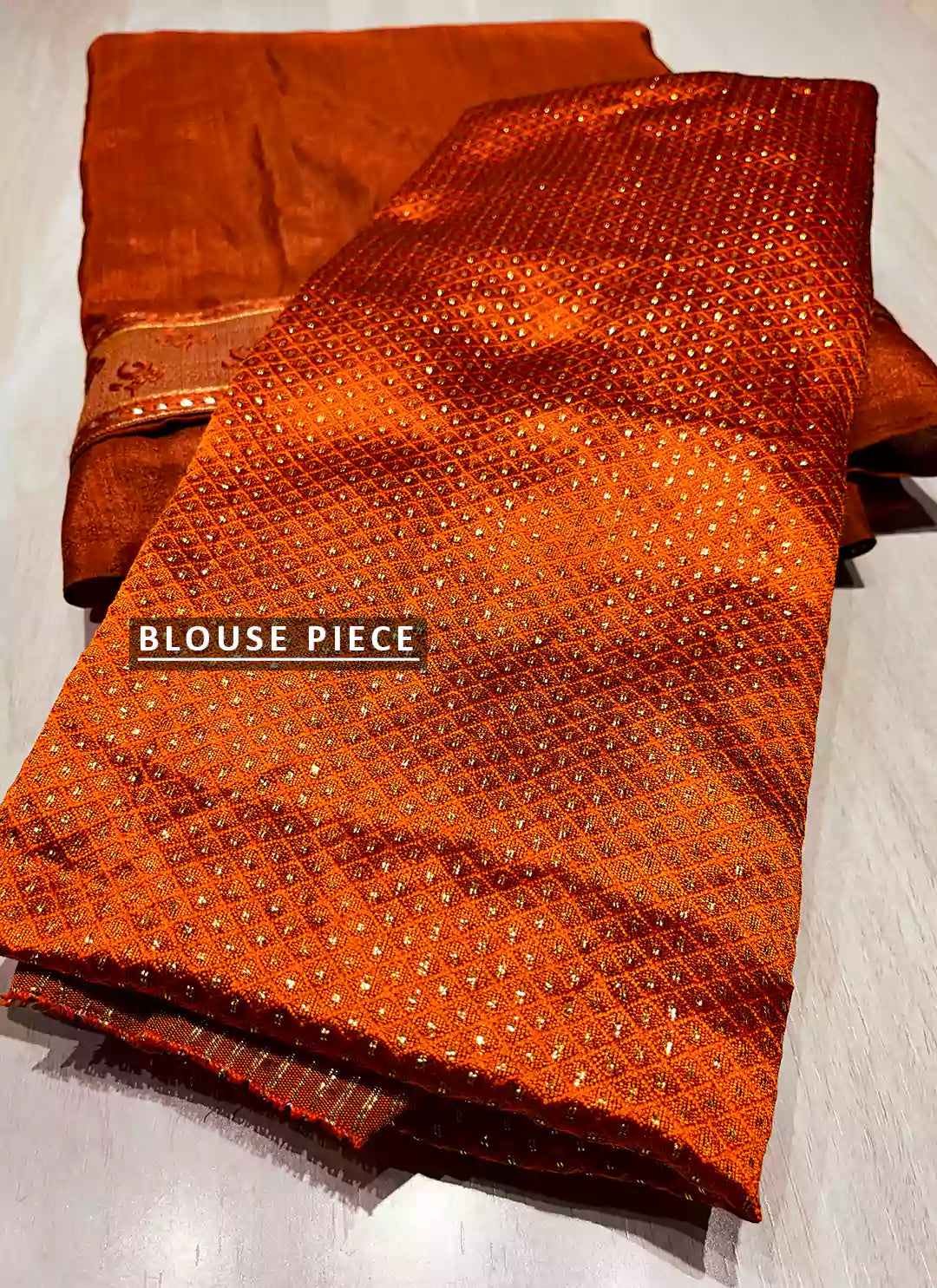 Rust Orange Dola Silk Plain Saree With Border - TREEVESTO
