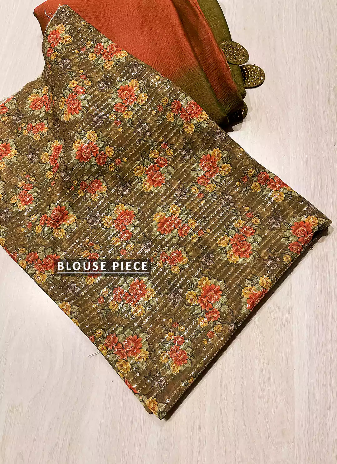 Rust To Green Ombre Dyed Soft Chiffon Silk Saree treevesto