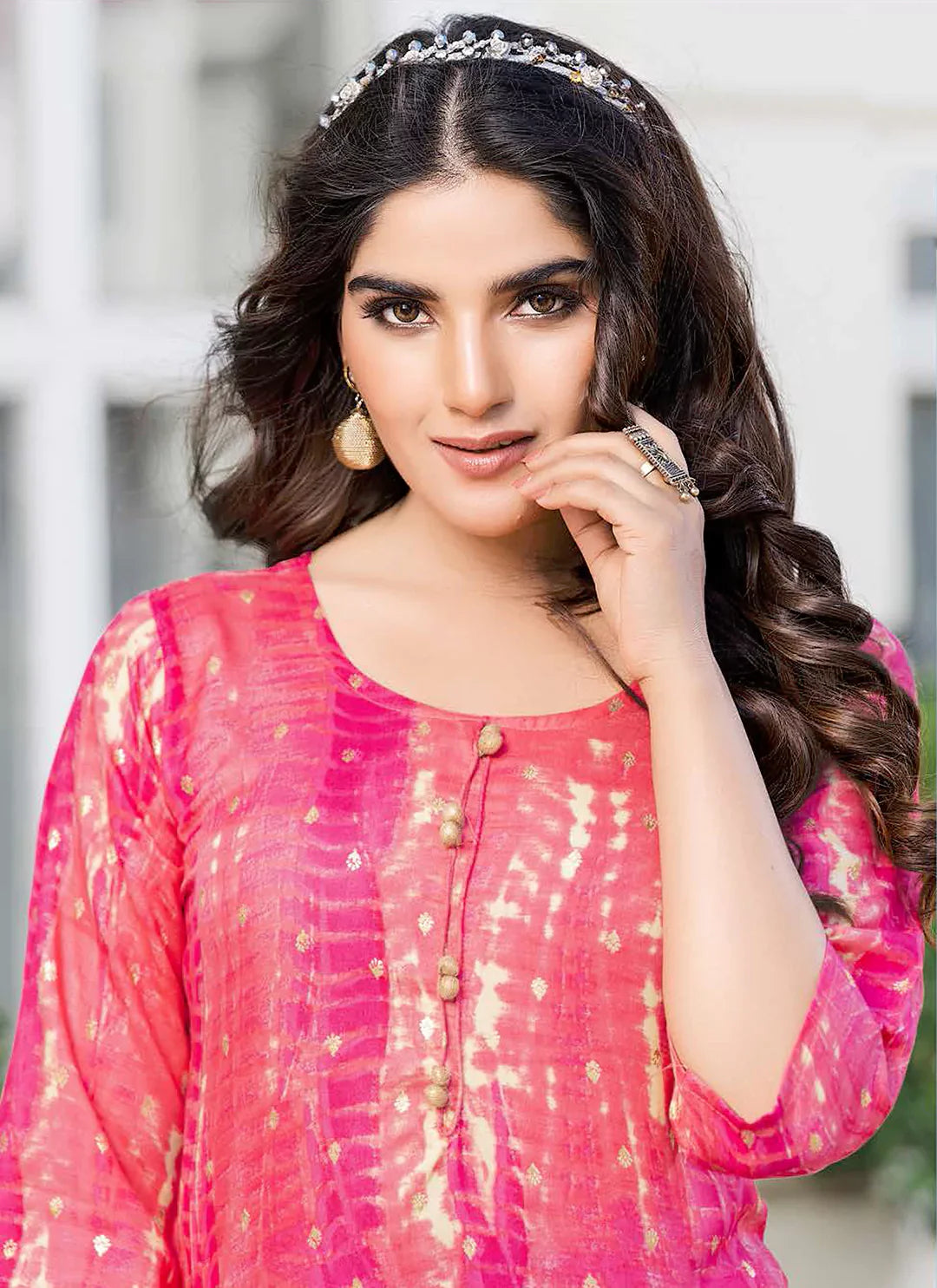 Shibori Print Pink Straight Kurta With Pocket treevesto