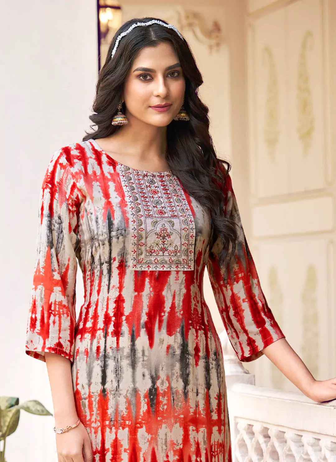 Shibori Print Yoke Design Liva Straight Kurta treevesto
