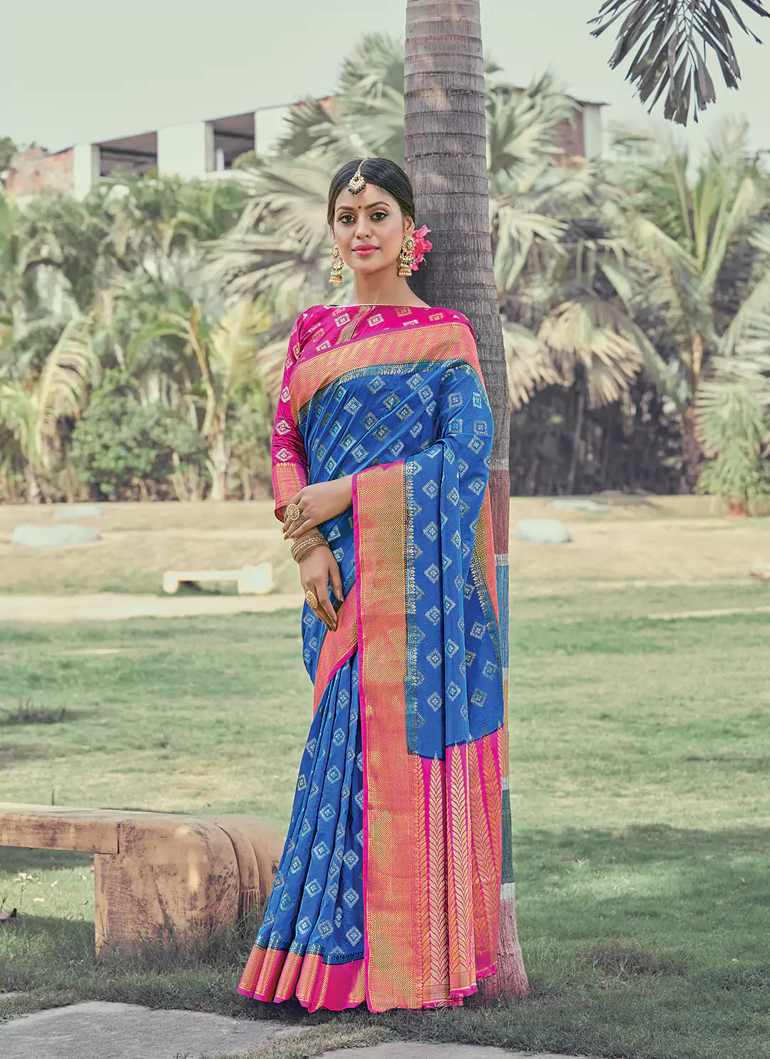 Sky Blue Soft Dola Silk Sona Rupa Zari Woven Saree - TREEVESTO