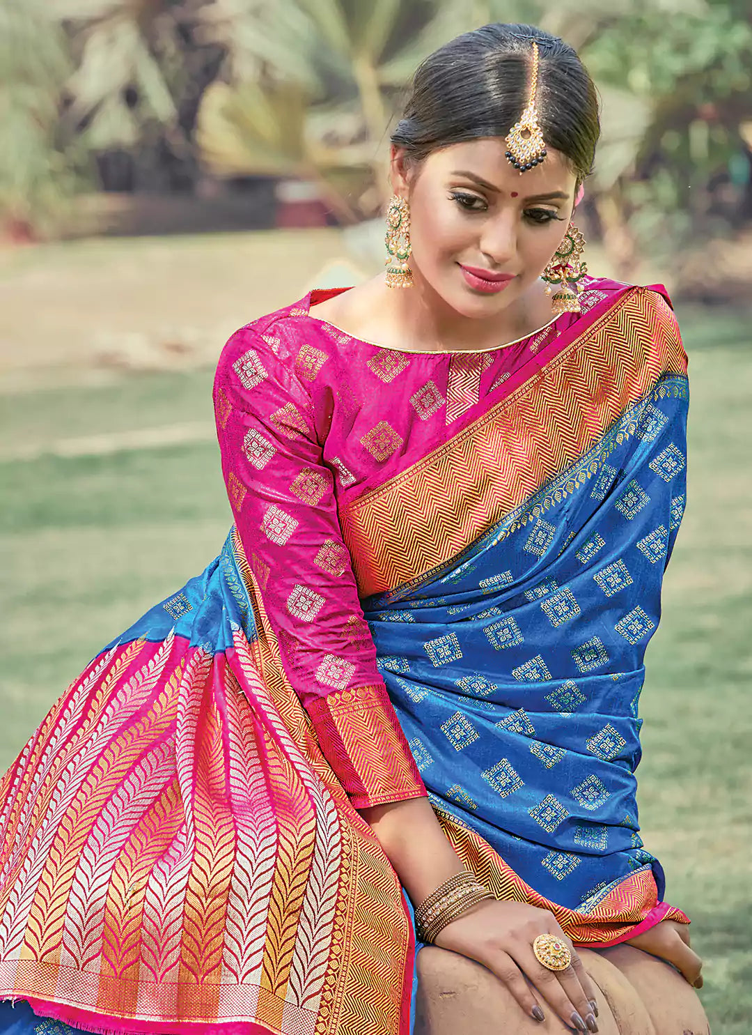 Sky Blue Soft Dola Silk Sona Rupa Zari Woven Saree - TREEVESTO