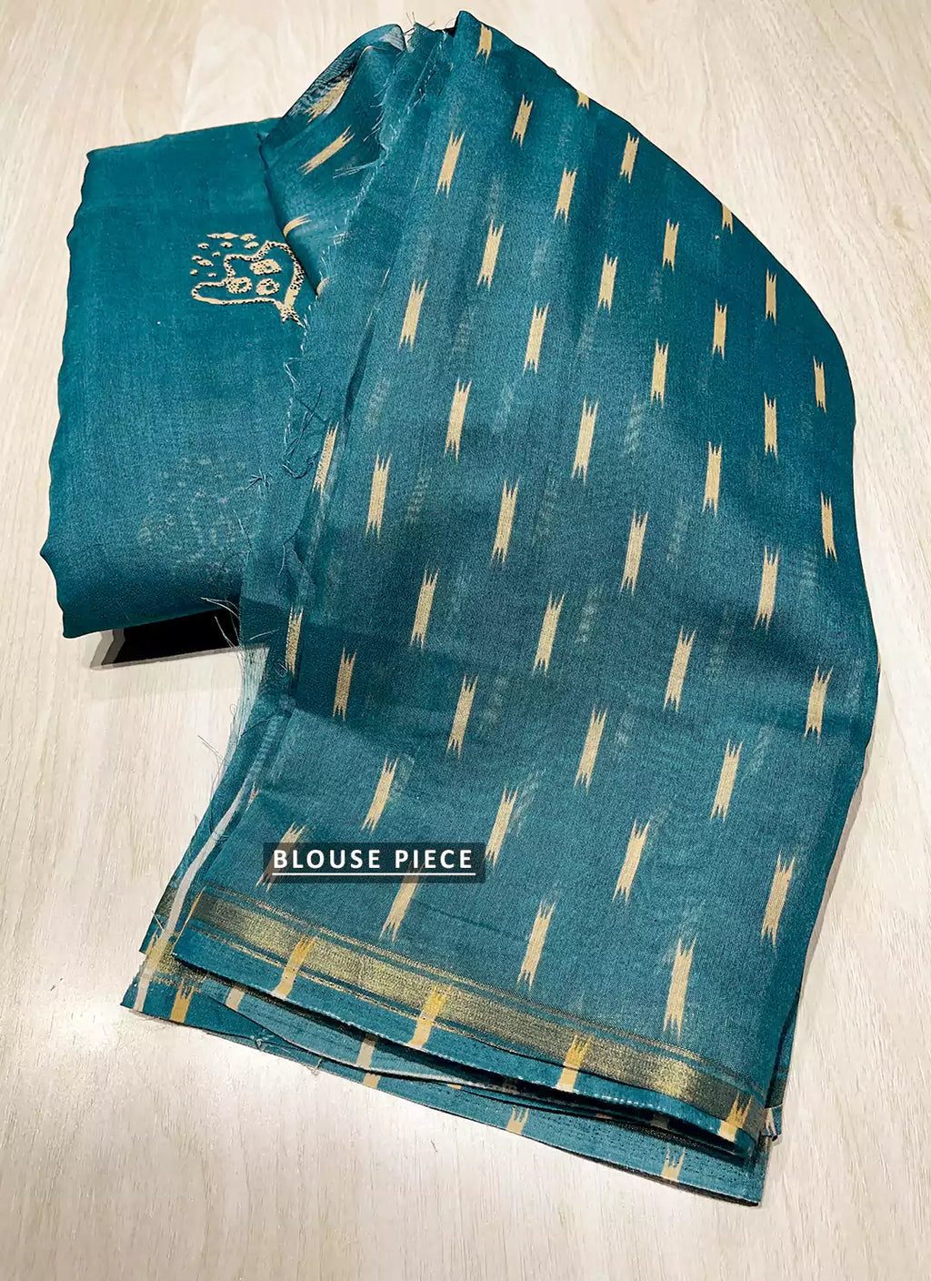 Teal Colored Chanderi Cotton Saree - TREEVESTO