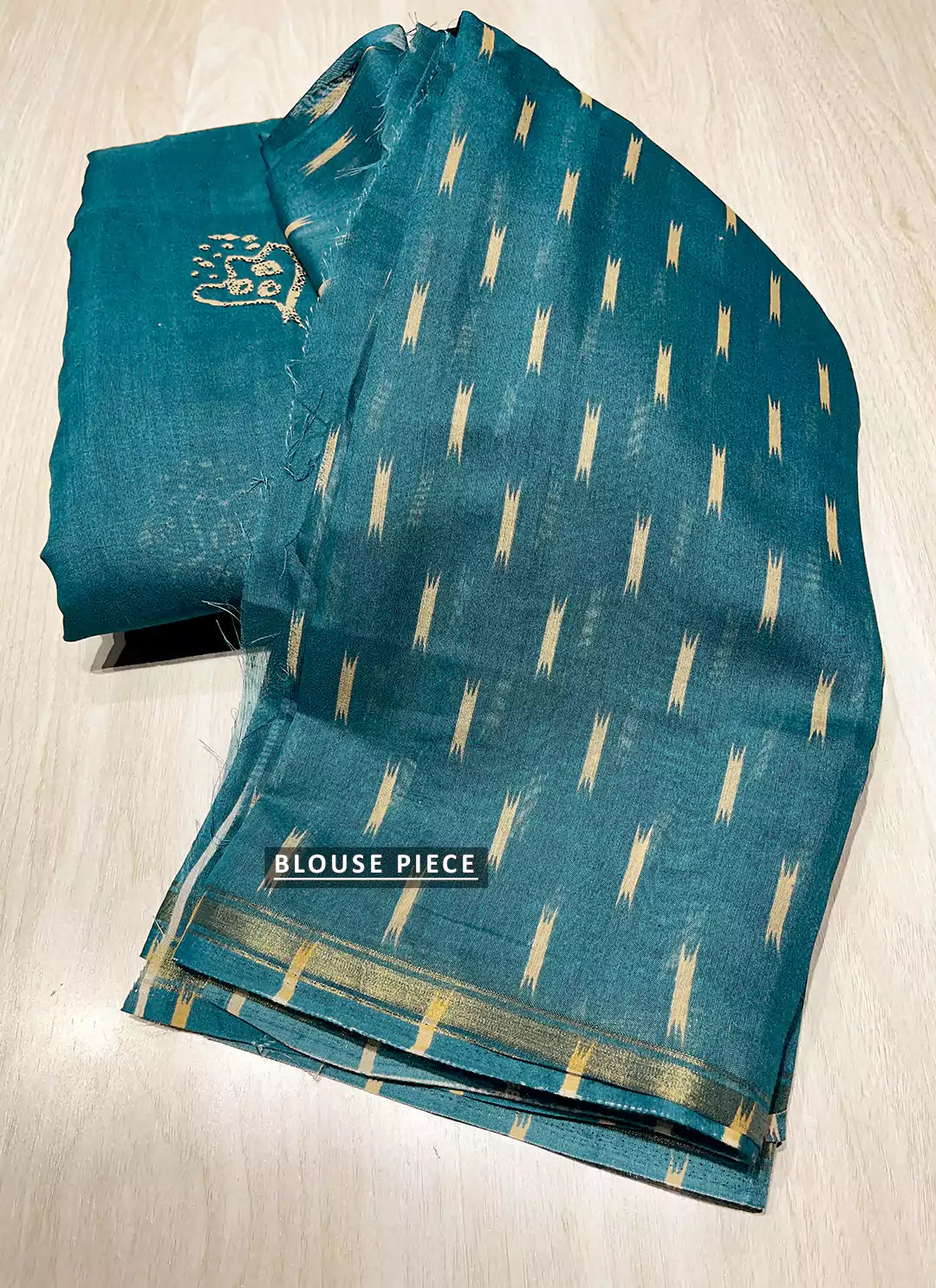 Teal Colored Chanderi Cotton Saree - TREEVESTO