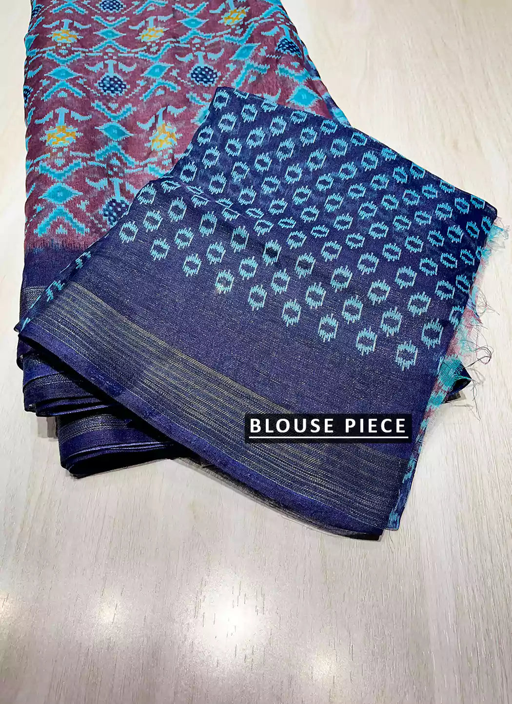 Folk Art Print Linen Cotton Saree treevesto