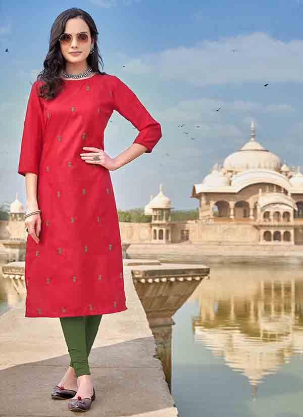 red_cotton_embroidered_kurti