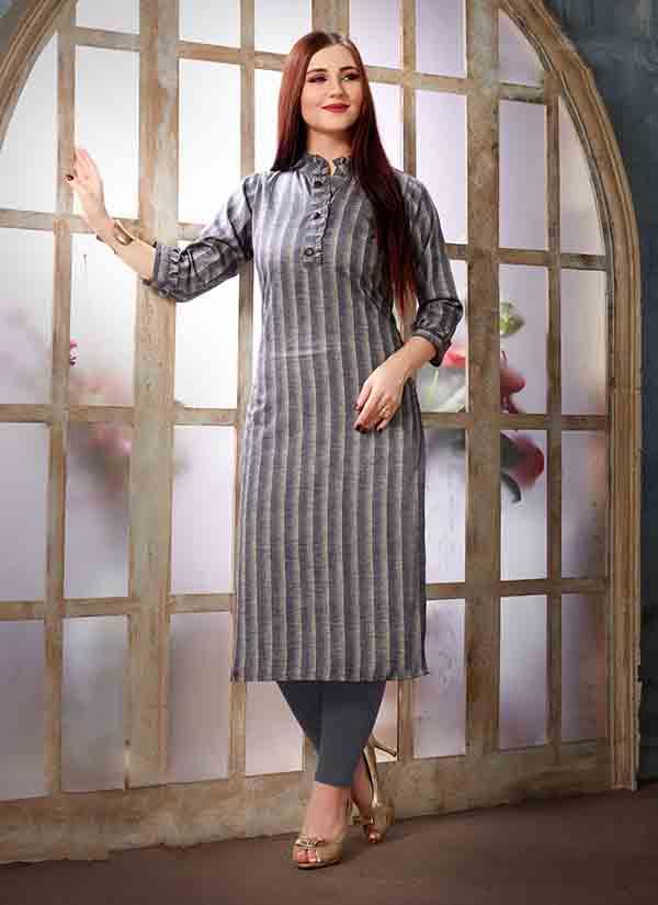 Buy Marvellous Grey Color Party Wear Ready Made Digital Printed Beautiful  Cotton Kurti For Women | Lehenga-Saree