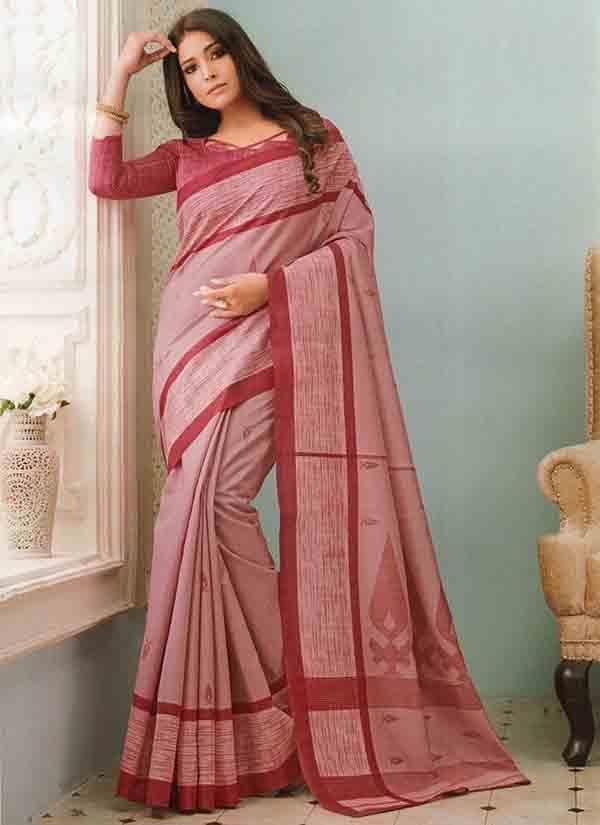 Mauve Coloured Soft Bhagalpuri Silk Saree