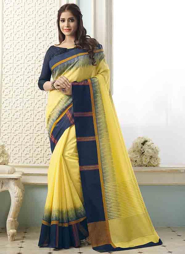 Yellow Coloured Soft Bhagalpuri Silk Saree