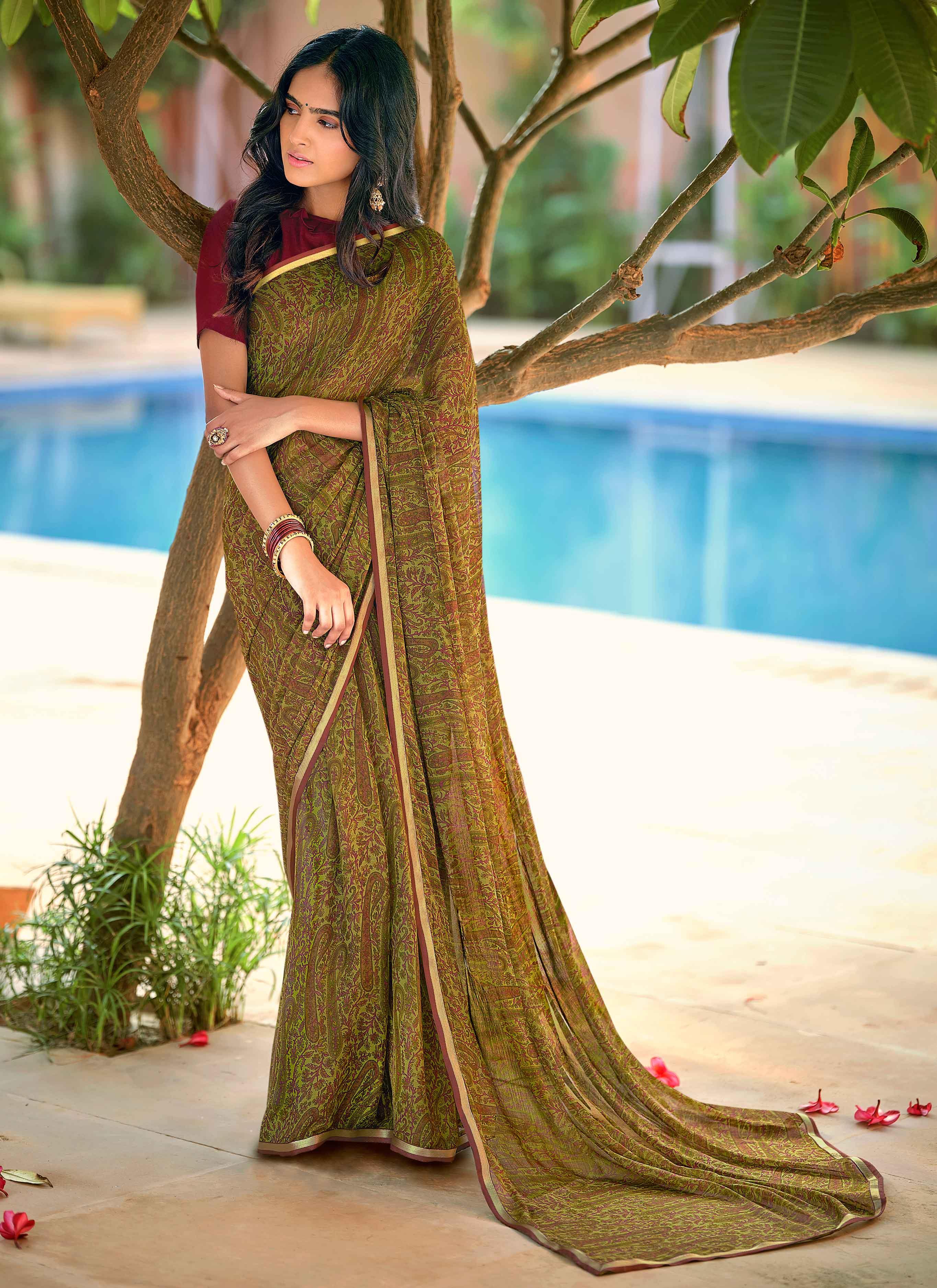 Buy Mehndi Green Weaving Work Soft Silk Graceful Saree Online