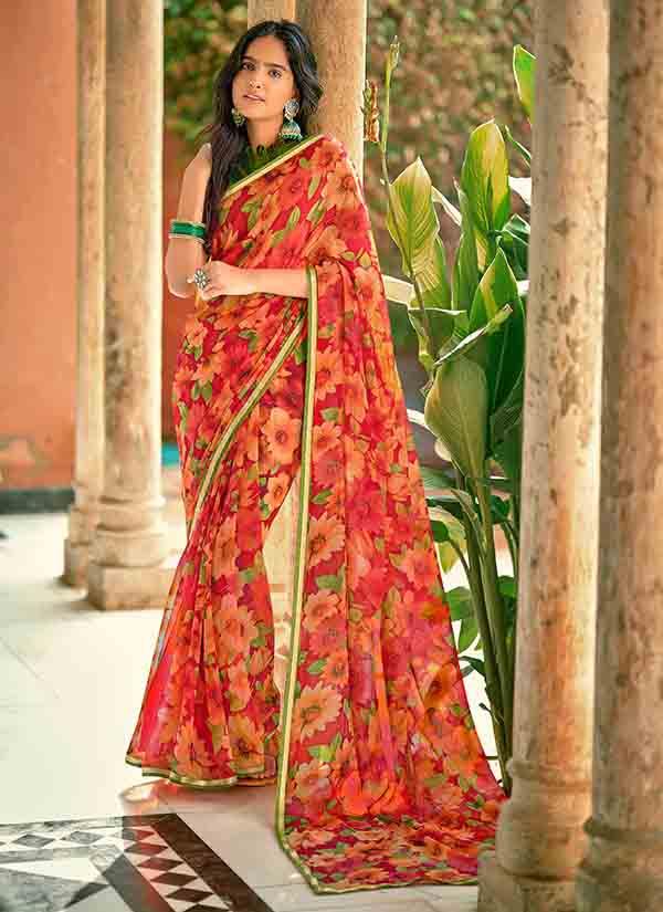 Buy Floral Print Saree with Blouse by Punit Balana at Aza Fashions | Floral  print sarees, Printed sarees, Stylish sarees