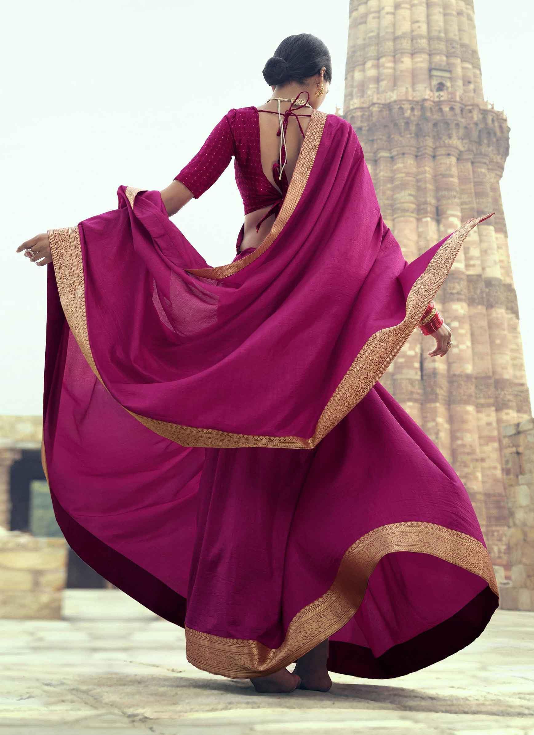 Buy Wine Purple Saree In Satin With Hand Embroidered Floral Buttis Using  Cut Dana And Sequins Work Online - Kalki Fashion