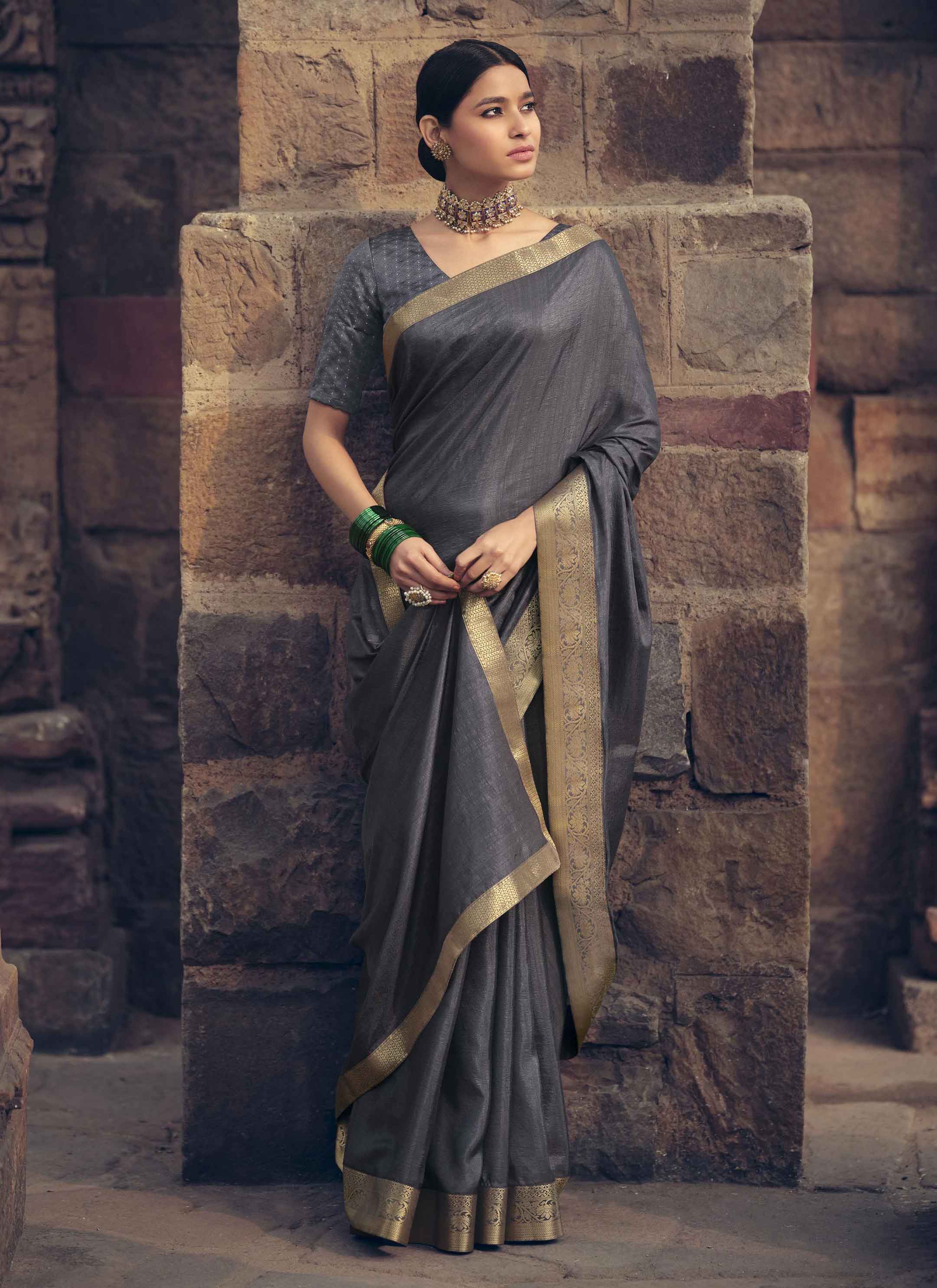 Buy Green Silk Saree Embroidery Butti with Lace Border Online | trendwati